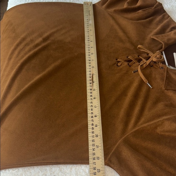 Vintage Liz Claiborne Lace-Up Top Brown Suede Look Y2K Style Size [X] - Picture 6 of 8